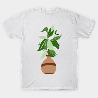 Plant With Light and Dark Green Leaves in Brown Flower Pot T-Shirt